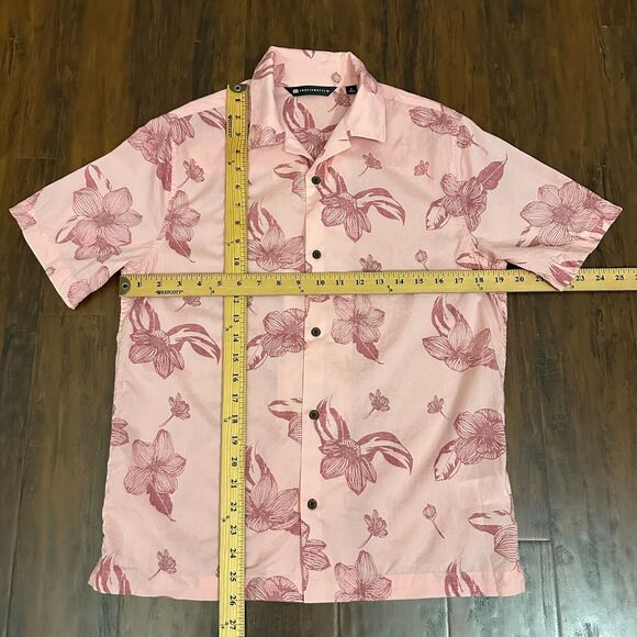 TRAVIS MATHEW Yacht Rockin Floral Camp Shirt Peach Pink Button Up LS - Picture 11 of 11